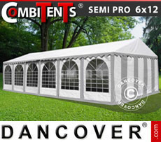 Party Tent 6x12m 4-in-1, Grey/White