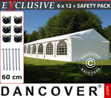 Party Tent 6x12 m PVC, White