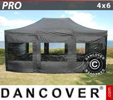 Party Tent 4x6 m Black, incl. 8 sidewalls