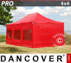 Party Tent 4x6 m Red, incl. 8 sidewalls