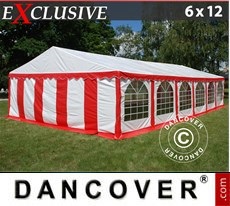 Party Tent 6x12 m PVC, White, Panorama